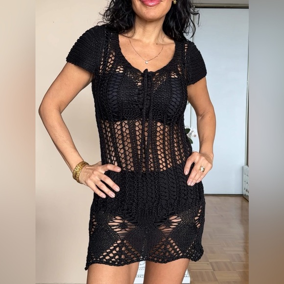 JP Evolution Crochet Beach Cover Up Dress - Picture 1 of 14